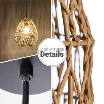 Paco Home Pendelleuchte KAGEEG, ohne Leuchtmittel, Korb Hängeleuchte Rattan Optik Boho Esszimmerlampe E27 Skandi