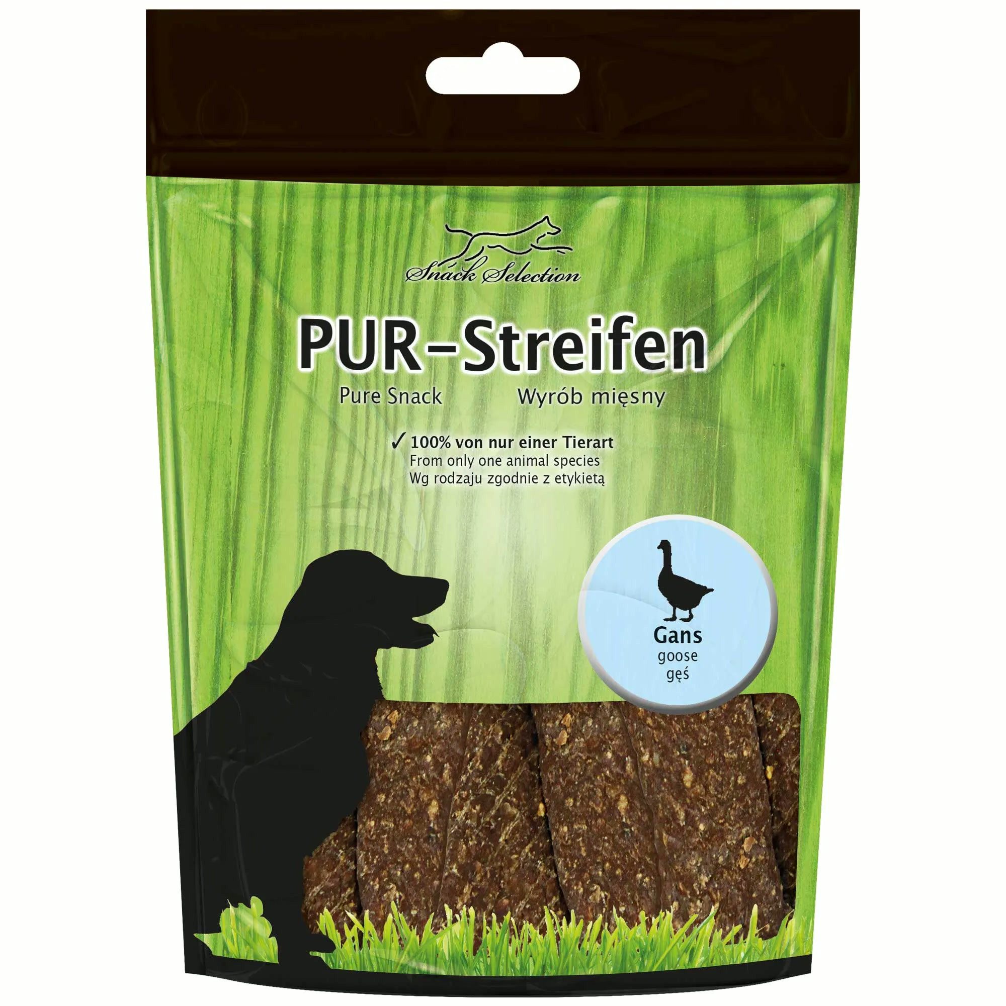 Greenhound PUR Streifen Gans - Ideal für empfindliche Hunde je 100g Gans, Snack für: Hunde, 100 % von nur einer Tierart