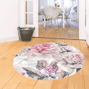 Teppich Vinyl Wohnzimmer Schlafzimmer Flur Küche Muster Landhaus, Bilderdepot24, rund - rosa glatt, nass wischbar (Küche, Tierhaare) - Saugroboter & Bodenheizung geeignet