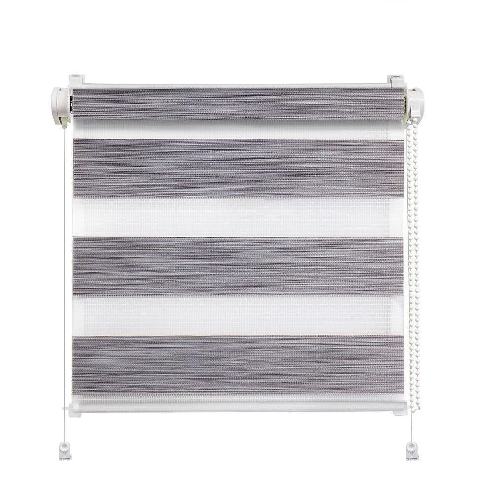 Doppelrollo Klemmfix Click Doppelrollo 3 in 1 Stone kieselgrau, Clever-Kauf-24, ohne Bohren, Klemmfix