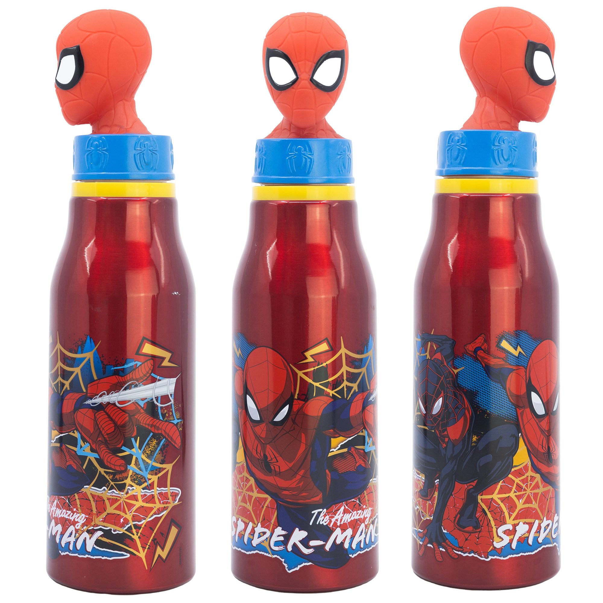 MARVEL Trinkflasche Marvel Spiderman 3D Kopf Aluminium Wasserflasche Flasche 690 ml