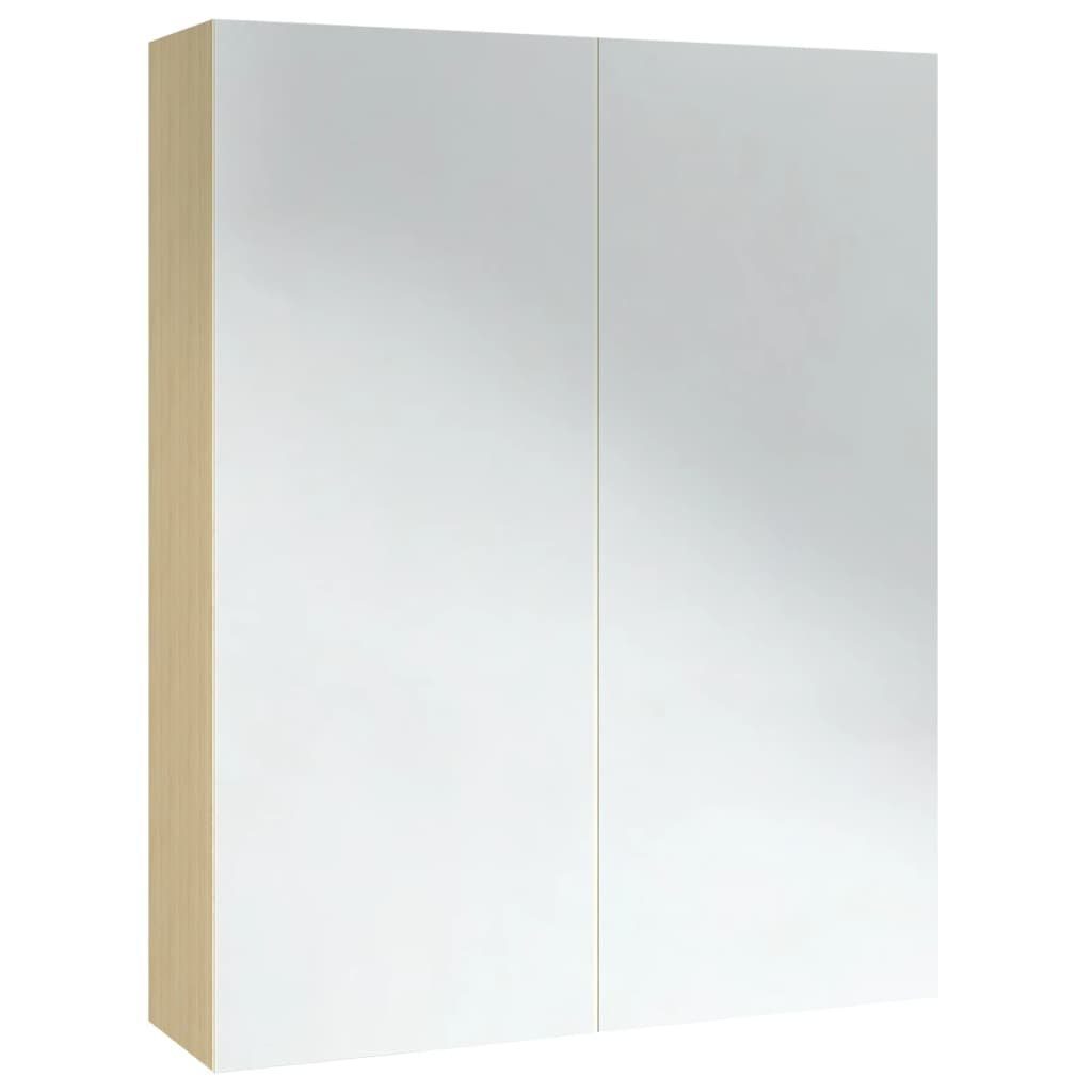 vidaXL Badezimmerspiegelschrank Bad-Spiegelschrank 60x15x75 Weiß Eichefarben und Eiche-Optik Weiß (1-St) cm und MDF