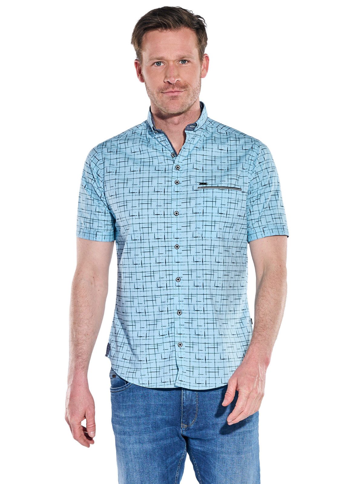 Engbers Kurzarmhemd Herren Kurzarmhemd mit Comfort-Stretch-Anteil, Marineblau