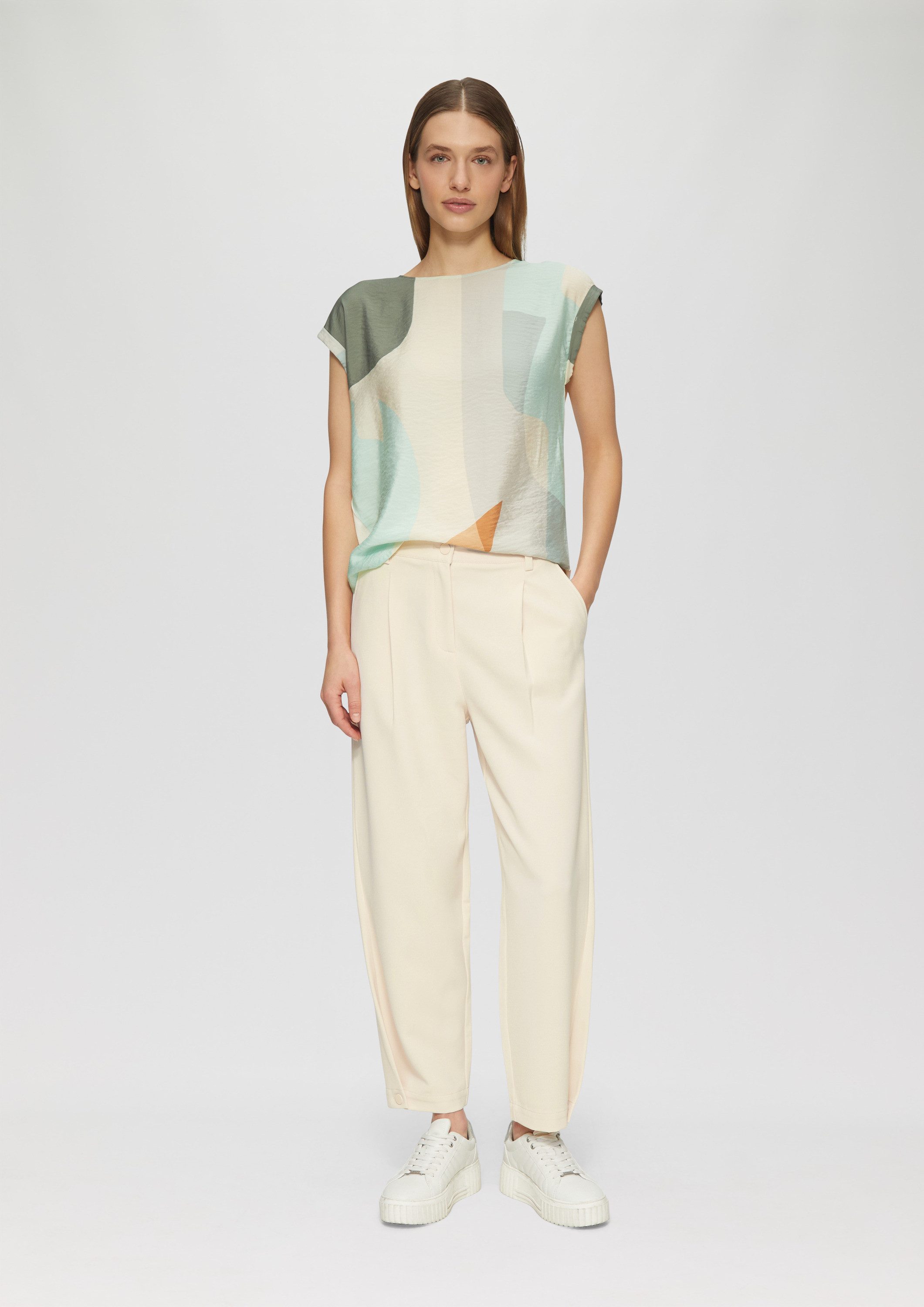 s.Oliver 7/8-Hose Hose Cropped Hose mit Barrel Leg und Saum-Detail günstig online kaufen