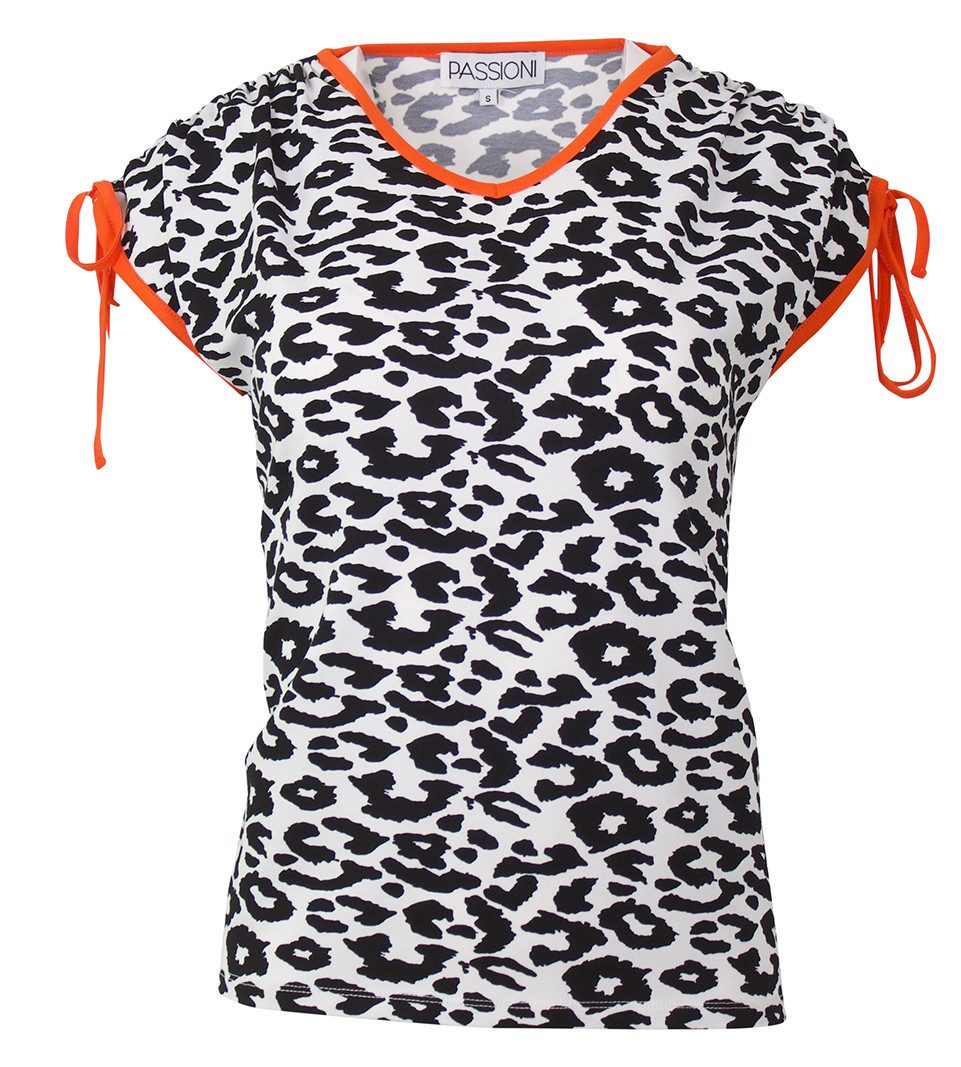 Passioni T-Shirt mit Schwarz-Weißem Leopardenmuster & günstig online kaufen