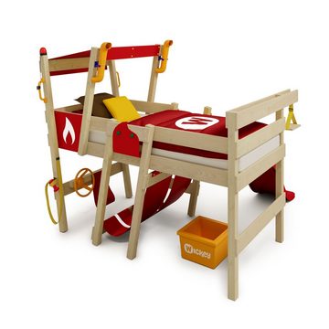Wickey Kinderbett Crazy Smoky - Spielbett mit Rutsche 90 x 200 cm, Etagenbett (Holzpaket aus Pfosten und Brettern, Spielbett für Kinder), Massivholzbrett