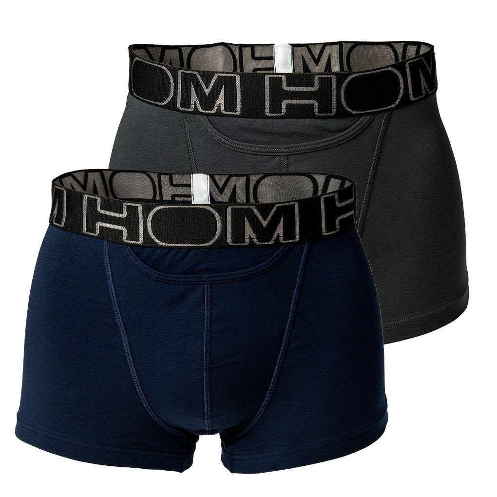Hom Boxer Herren Boxer Shorts, 2er Pack - HOM Boxerlines #2 Blau/Grau