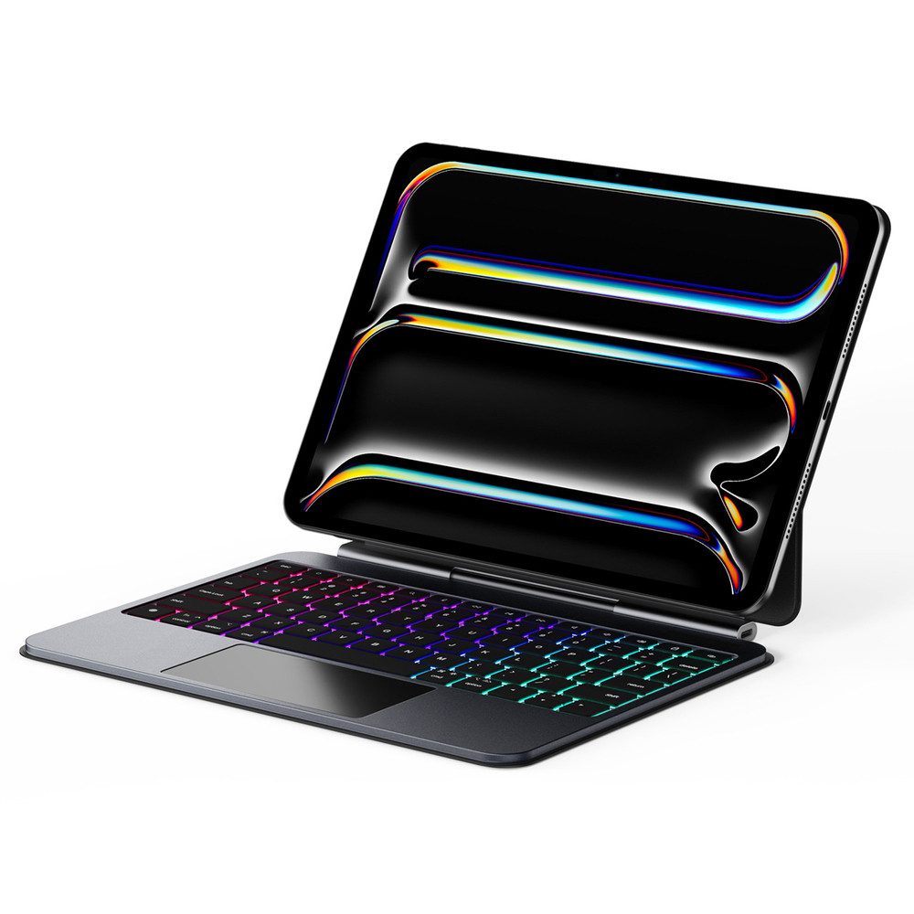 Dux Ducis Tastaturhülle Funktastatur Touchpadtastatur Tablet-Tastatur (7-farbige Beleuchtung, Touchpad, Magnethalterung)