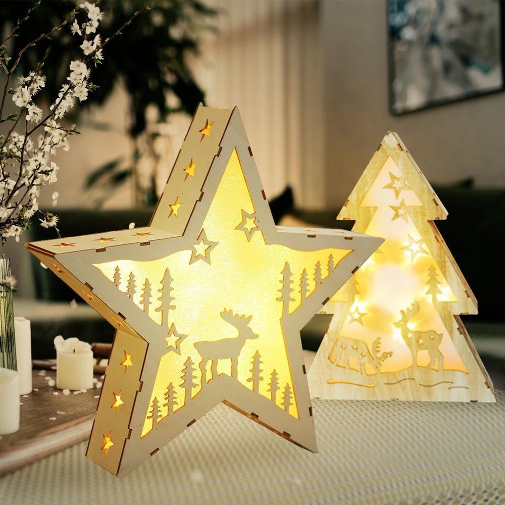 etc-shop LED Dekolicht, Fensterdeko Weihnachten beleuchtet Holz  Fensterbilder | Leuchtfiguren