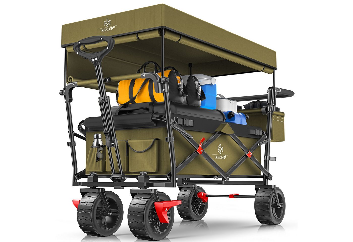 KESSER Bollerwagen, Bollerwagen faltbar GT9000 mit Dach Handwagen Transportwagen