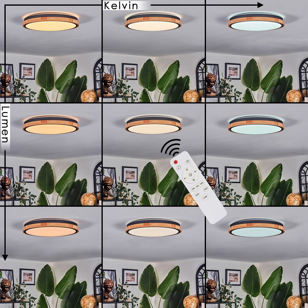 hofstein Deckenleuchte Deckenlampe aus Metall/Holz/Kunststoff in Schwarz/Na günstig online kaufen