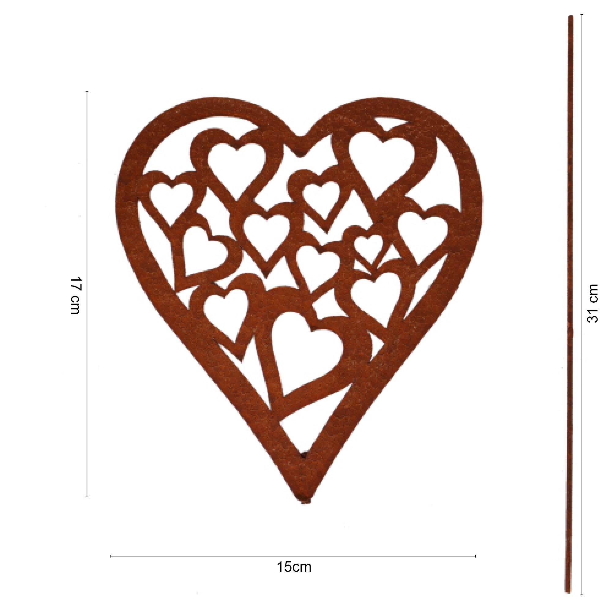 GARDEN Gartenstecker (1-St) mit Herzmuster Rost UNUS Stecker Herz