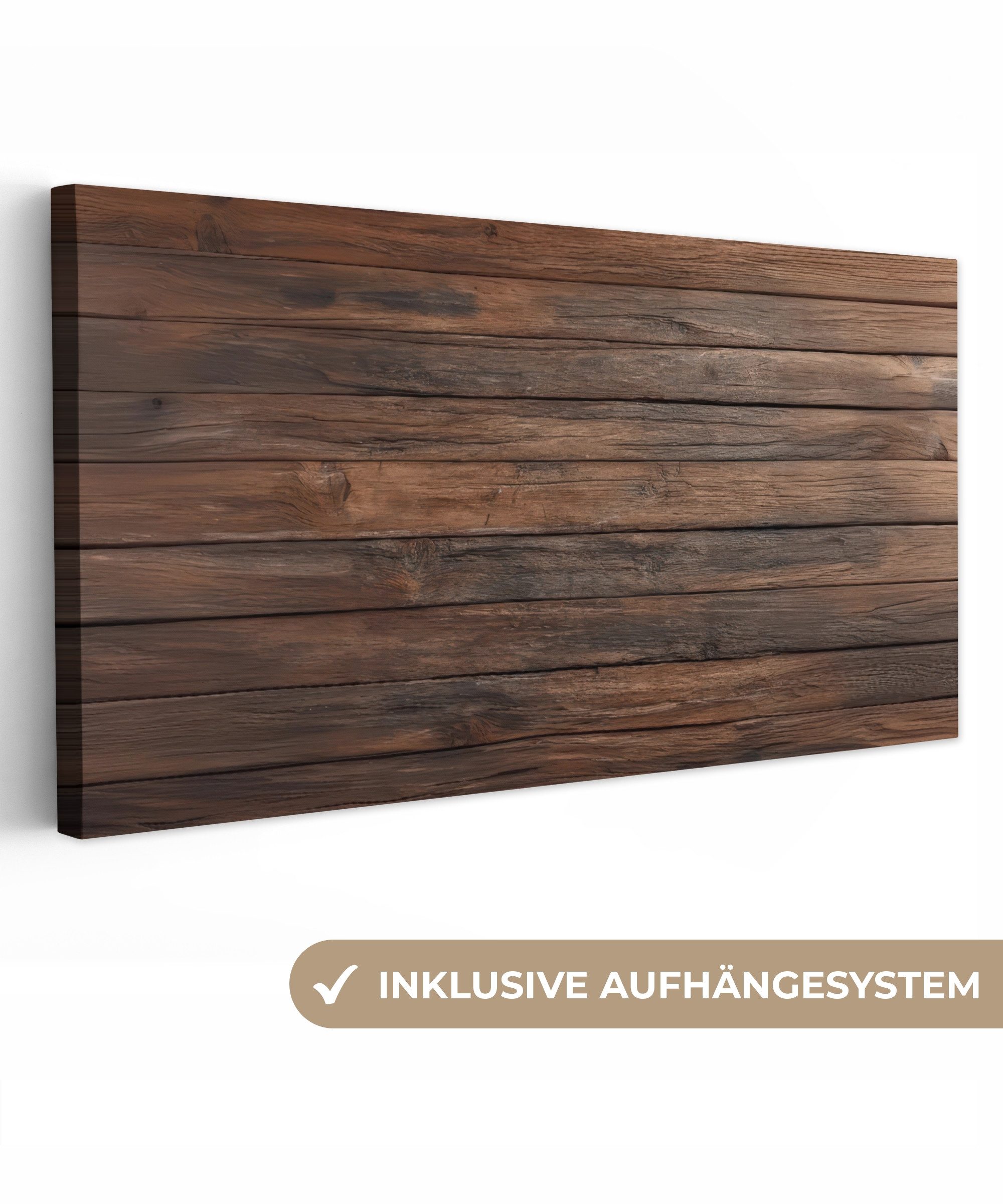 OneMillionCanvasses® Leinwandbild Panorama Holzdielenmuster - Wärme günstig online kaufen
