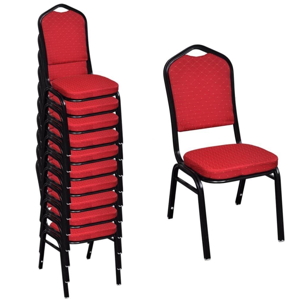 vidaXL Esszimmerstuhl Esszimmerstühle 10 Stk. Stoff Rot (10 St) Rot | Rot