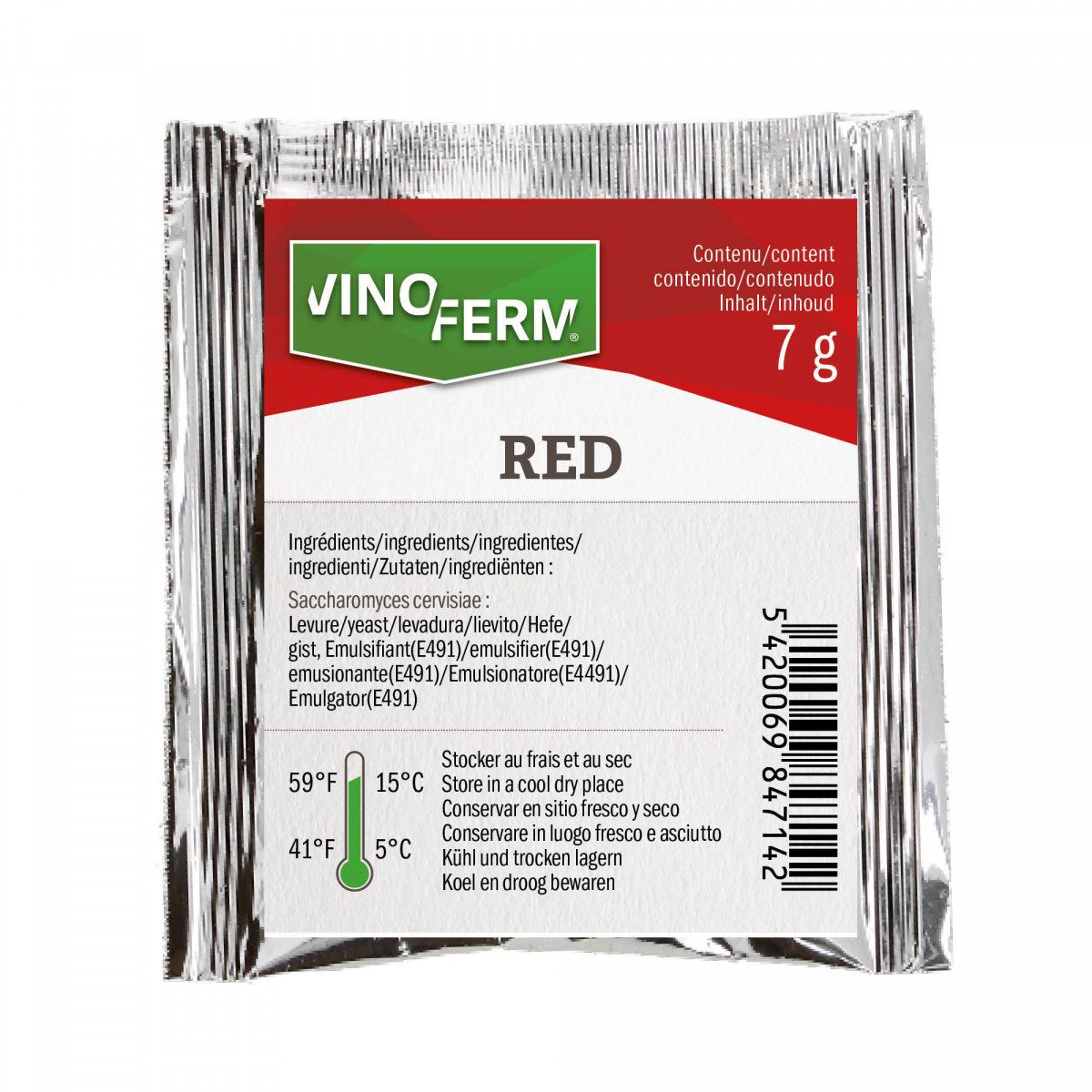 ich-zapfe Fermentationsglas Weinhefe, Trockenhefe Wein - Vinoferm, Red, 7g