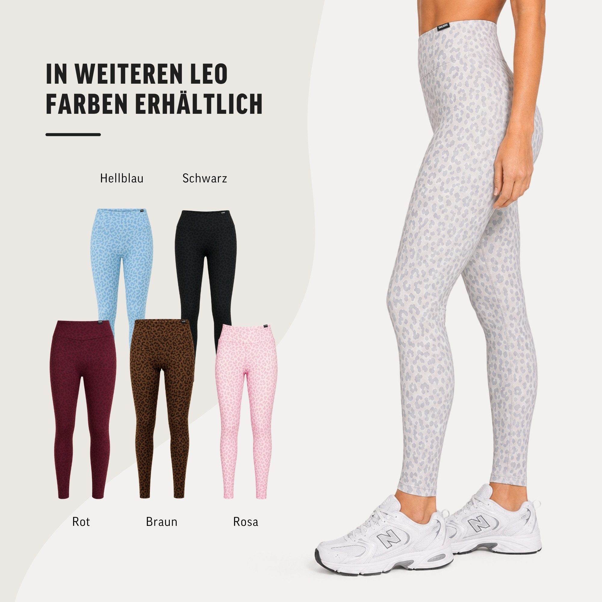 Smilodox Leggings Velvara, Leo-Muster, High Waist Sporthose, für Gym & Yoga 4-Wege-Stretch, blickdicht, schnelltrocknend, Kontur-Nähte – Bild 4 von 5