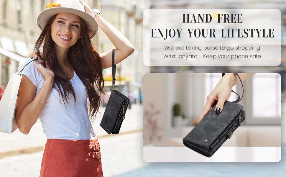 CaseMe Handyhülle Samsung Premium Hülle mit Zipper 2in1 Geldbörse Kartenfach Aufstellbar