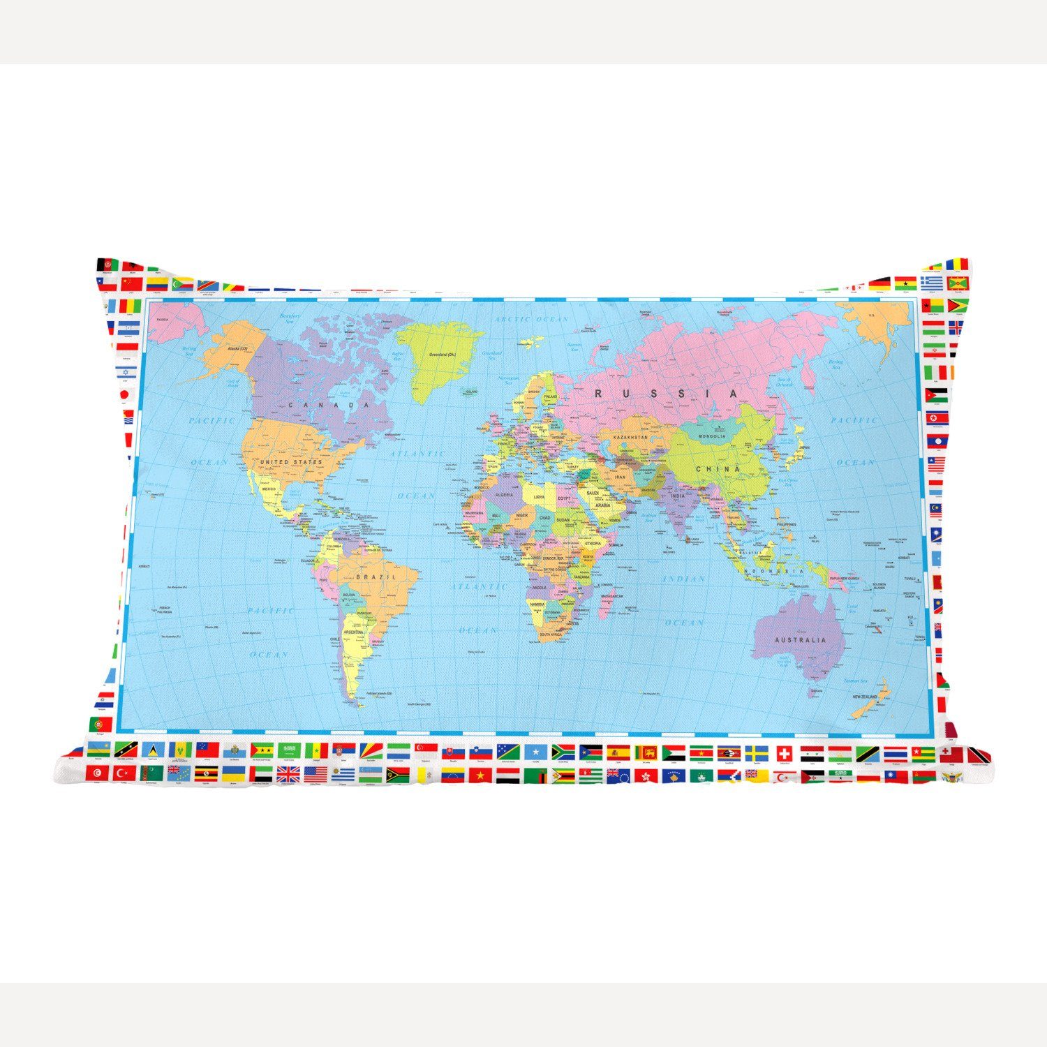 MuchoWow Dekokissen Welt - Karte - Flagge - Farben, Wohzimmer Dekoration, Zierkissen, Dekokissen mit Füllung, Schlafzimmer