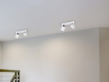 meineWunschleuchte LED Deckenstrahler, LED wechselbar, warmweiß, Decken-lampe innen für Treppenhaus & Jugendzimmer Weiß, Breite 24cm