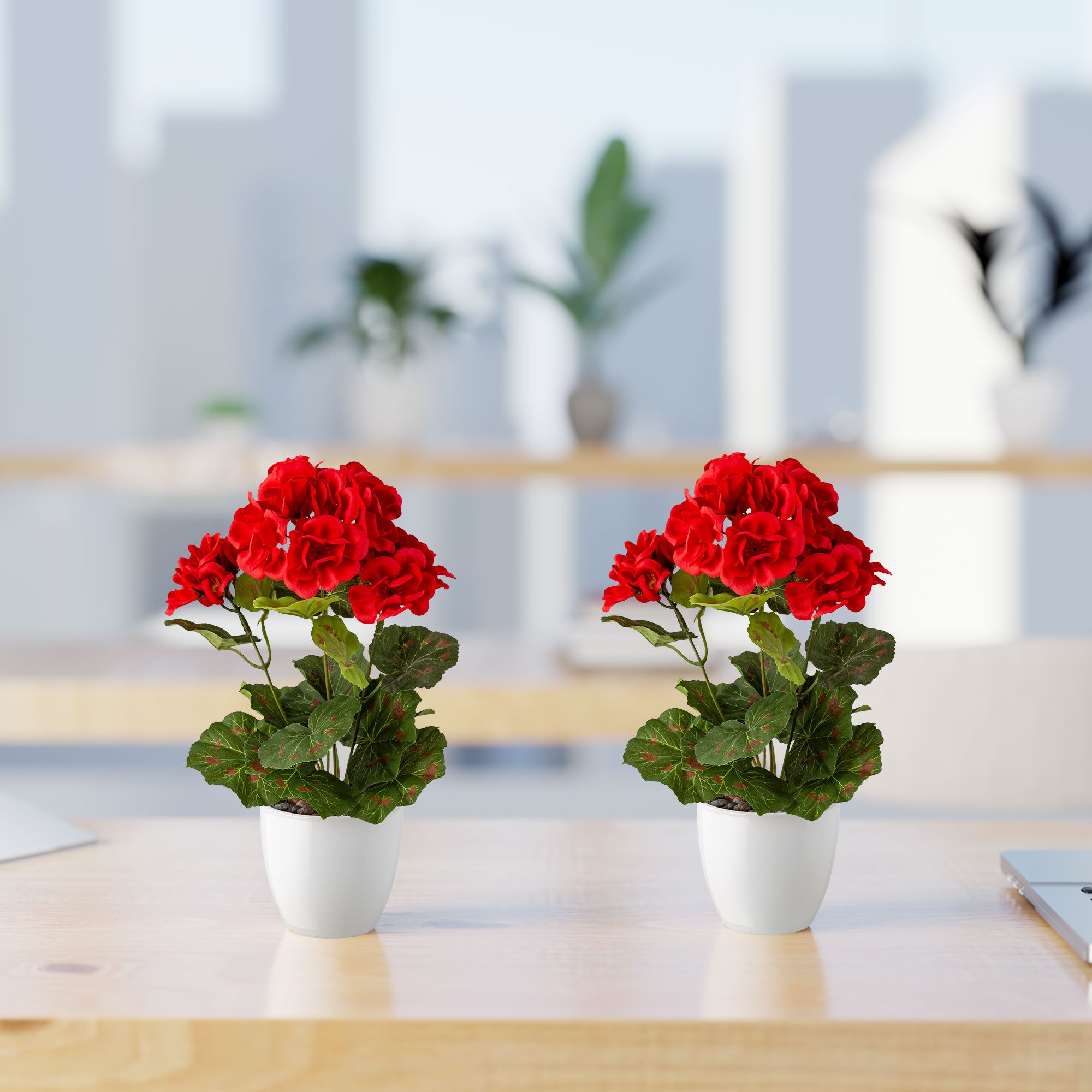 Kunstblume Kunstblumen im Topf, Künstliche Blumen wie echt, Deko Blumen Geranie, Kamelie, Orchidee, Azalee, Veilchen, PASCH, Hochwertiger Keramiktopf