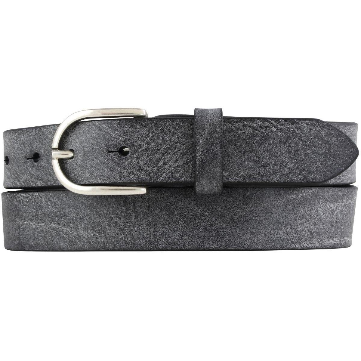 Leder-Gürte - Altsilber Schwarz, Vollrindleder weiches Gürtelschnalle Vintage BELTINGER Damen-Gürtel Altsilber, cm in Vintage-Look Leder, aus weichem Ledergürtel 3