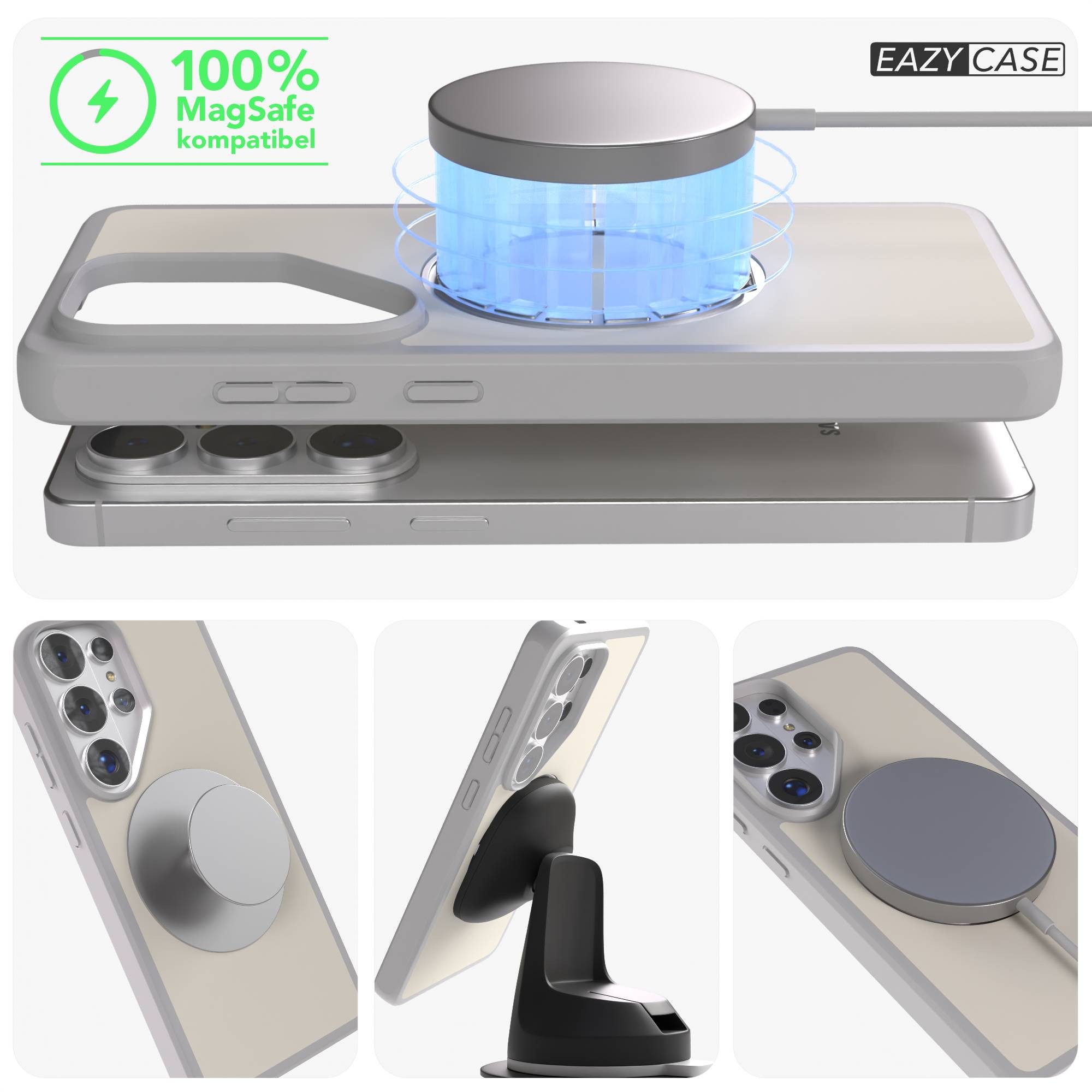 EAZY CASE Handyhülle Outdoor Galaxy S26 Ultra Case mit MagSafe Rotation Ring 6,9 Zoll, Moderne aufstellbare Handyhülle stoßfest Bumpercase kratzfest in Grau – Bild 4 von 5