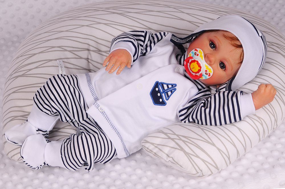 La Bortini Langarmshirt & Hose Baby Anzug 3Tlg Hose Mütze und Hemdchen 44  50 56 62 68 74 80 86 aus reiner Baumwolle