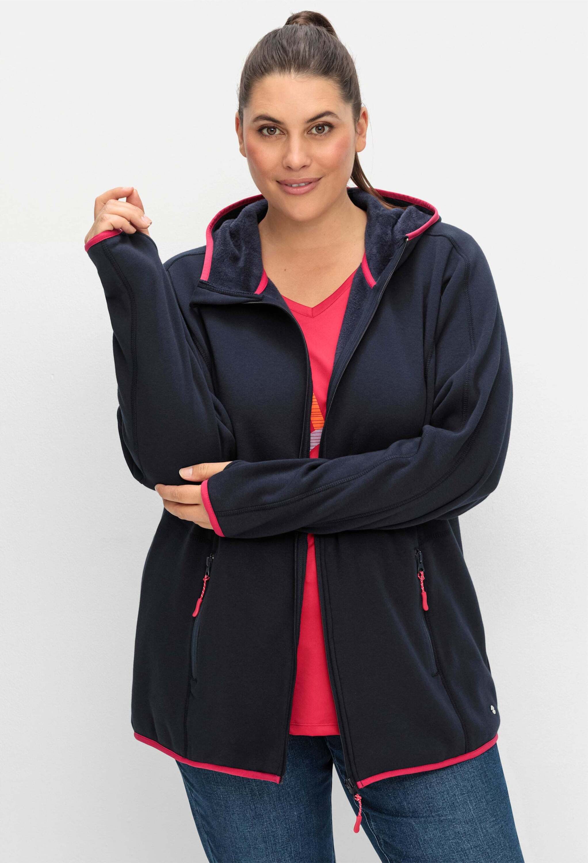 Sheego Trainingsjacke Fleecejacke Langarm
