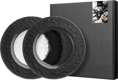Eisch Teller KAYA BLACK, (2 St), Veredelung im Schiefer-Look, im Geschenkkarton, Ø 23 cm