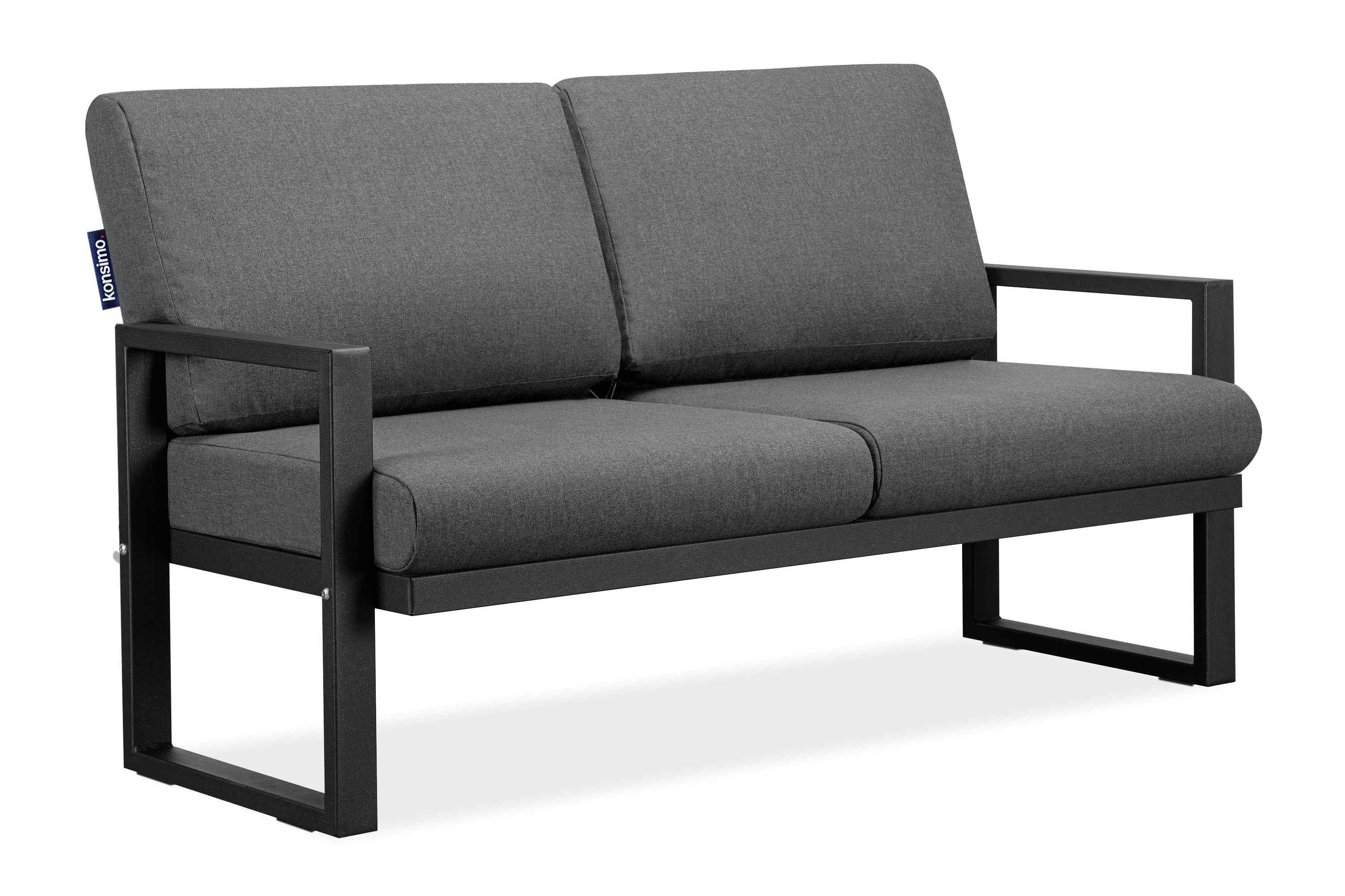 KONSIMO® Loungesofa FRENA Gartensofa 2-Sitzer, hergestellt in der EU, 1x Gartensofa, Maße: 130x65x60 cm, UV-Beständigkeit, rostbeständig, schmutzabweisende Eigenschaften