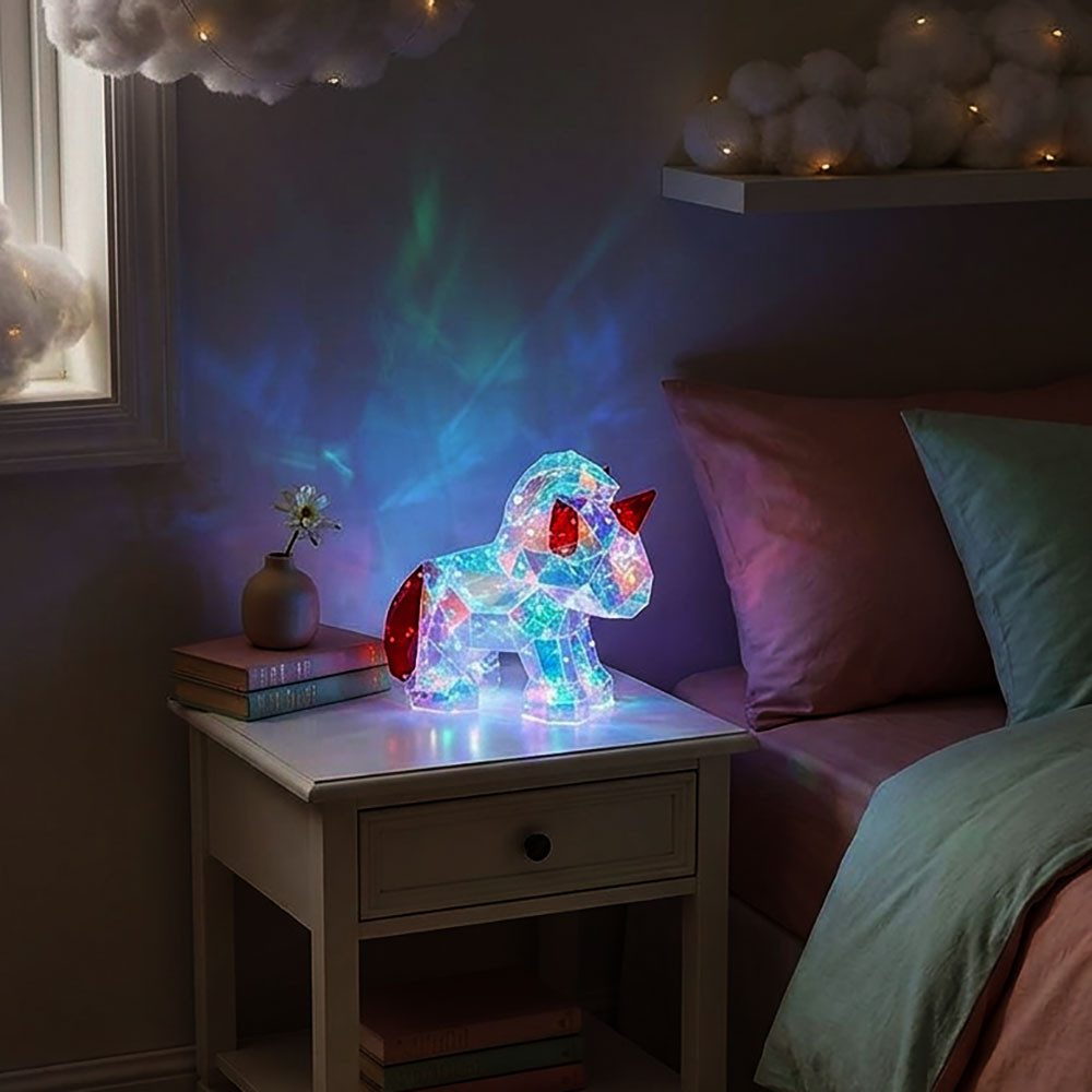GLOBO LIGHTING LED Tischleuchte, LED-Leuchtmittel fest verbaut, Tischleuchte Tischlampe Pferd Tasche Kristalleffekt Kinderzimmer LED