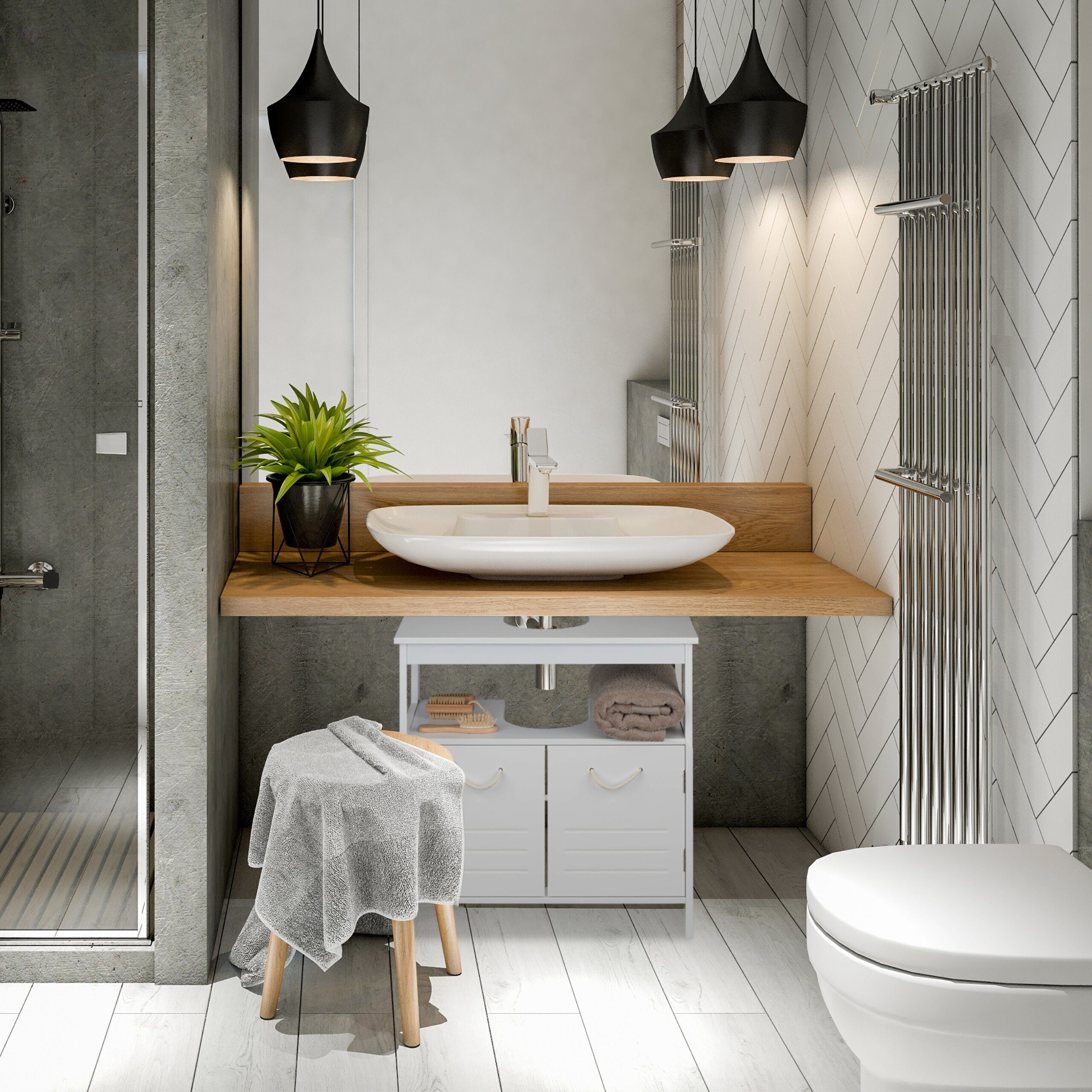 relaxdays Waschbeckenunterschrank mit Seilgriffen (1-St) – Bild 2 von 5