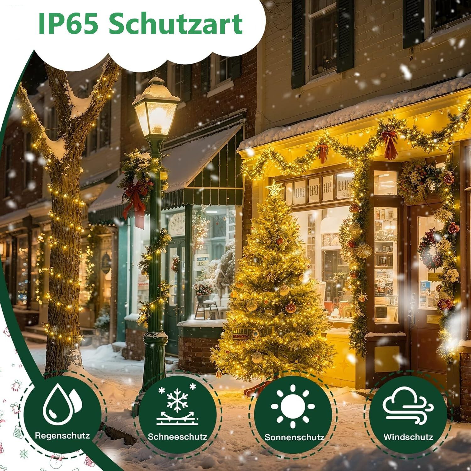 Montegoni LED-Lichterkette 10m 100 LEDs Lichterkette warmweiß, Weihnachtsdeko, IP65 Wasserdicht, 8 Lichtmodi, Ferbedienung mit Timer und Memory Funktion, IP65 – Bild 4 von 5