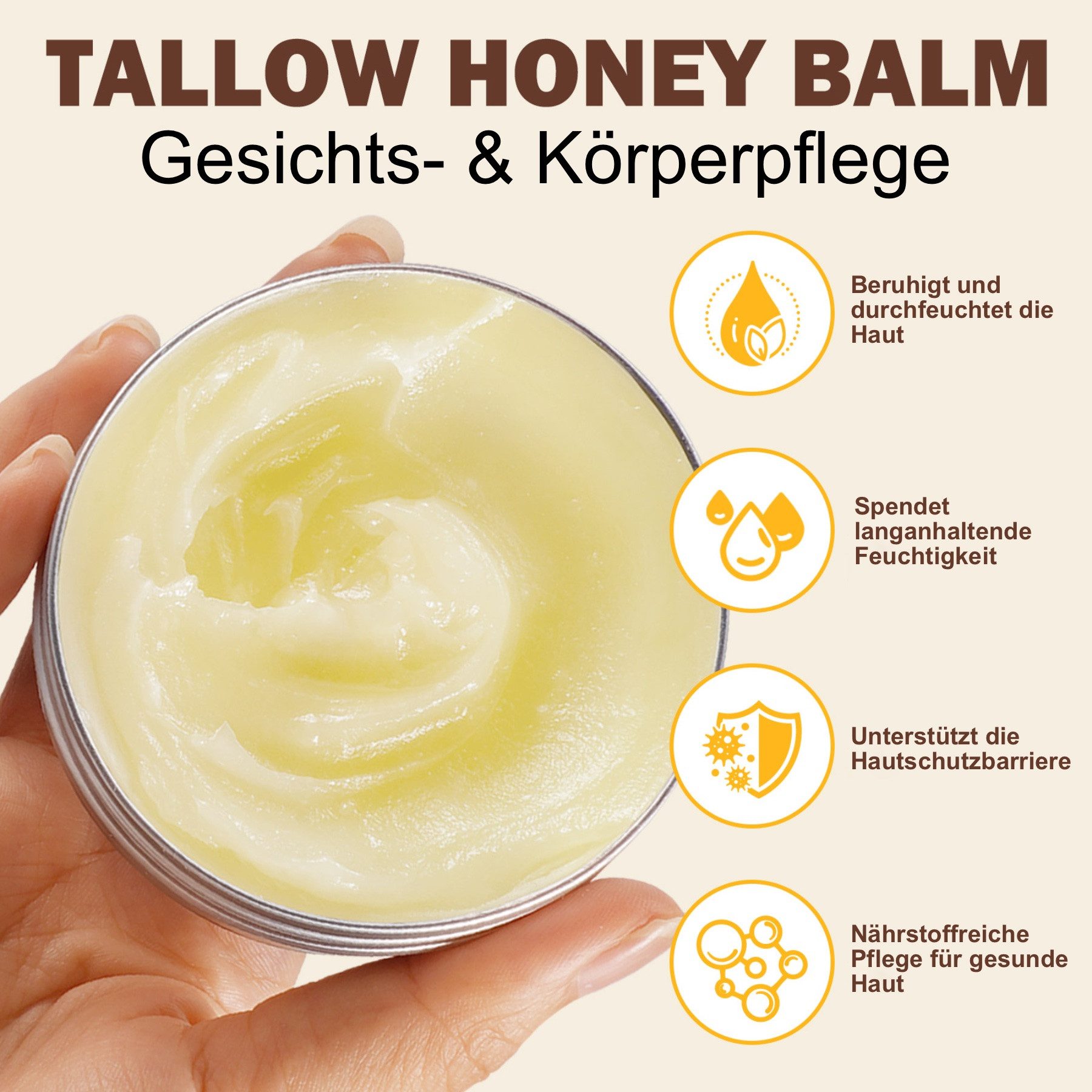 P-Beauty Cosmetic Accessories Tagescreme Rindertalg Honig Beef Tallow Gesicht Creme Hautpflege Hautpflegecreme, 1-tlg., Hautpflegecreme, Tagescreme, Hautschutz