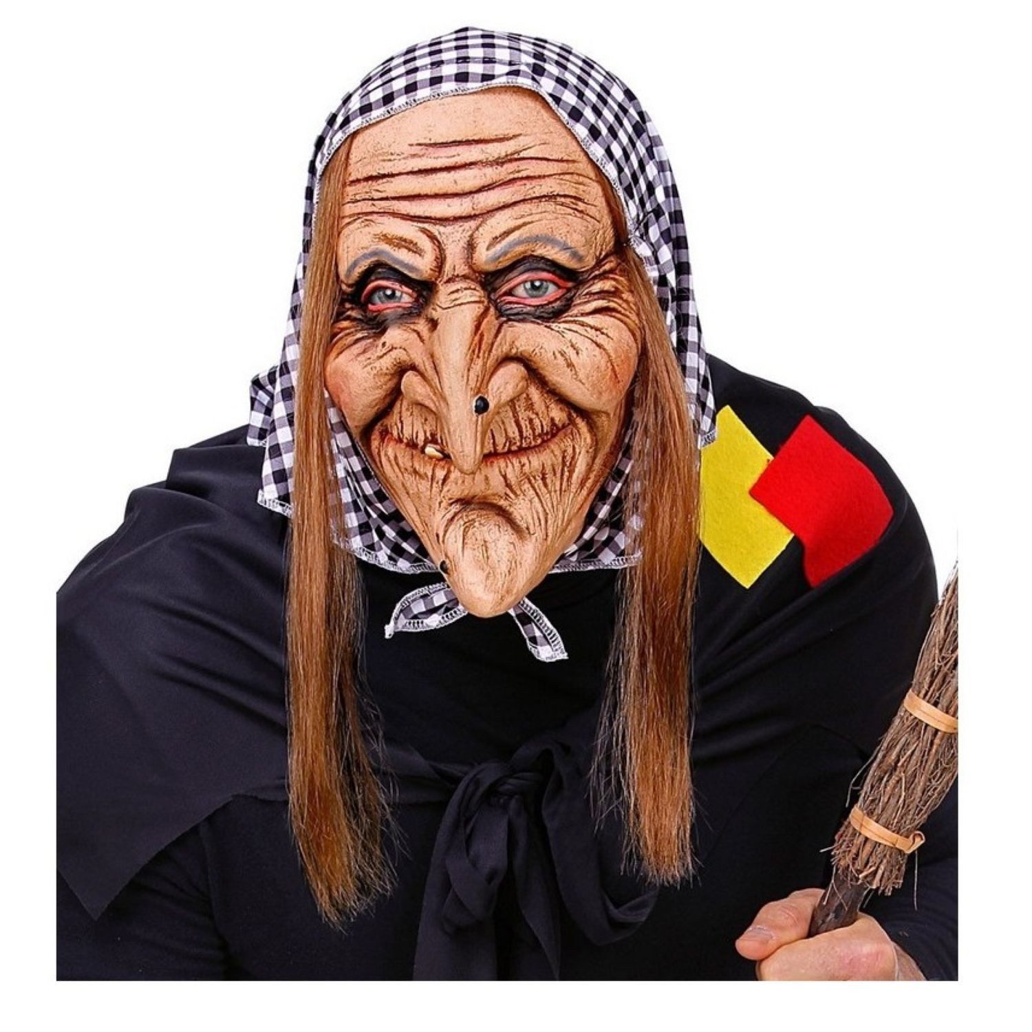 Widmann S.r.l. Verkleidungsmaske Maske Horror 'Hexe mit Haaren und Kopftuch'