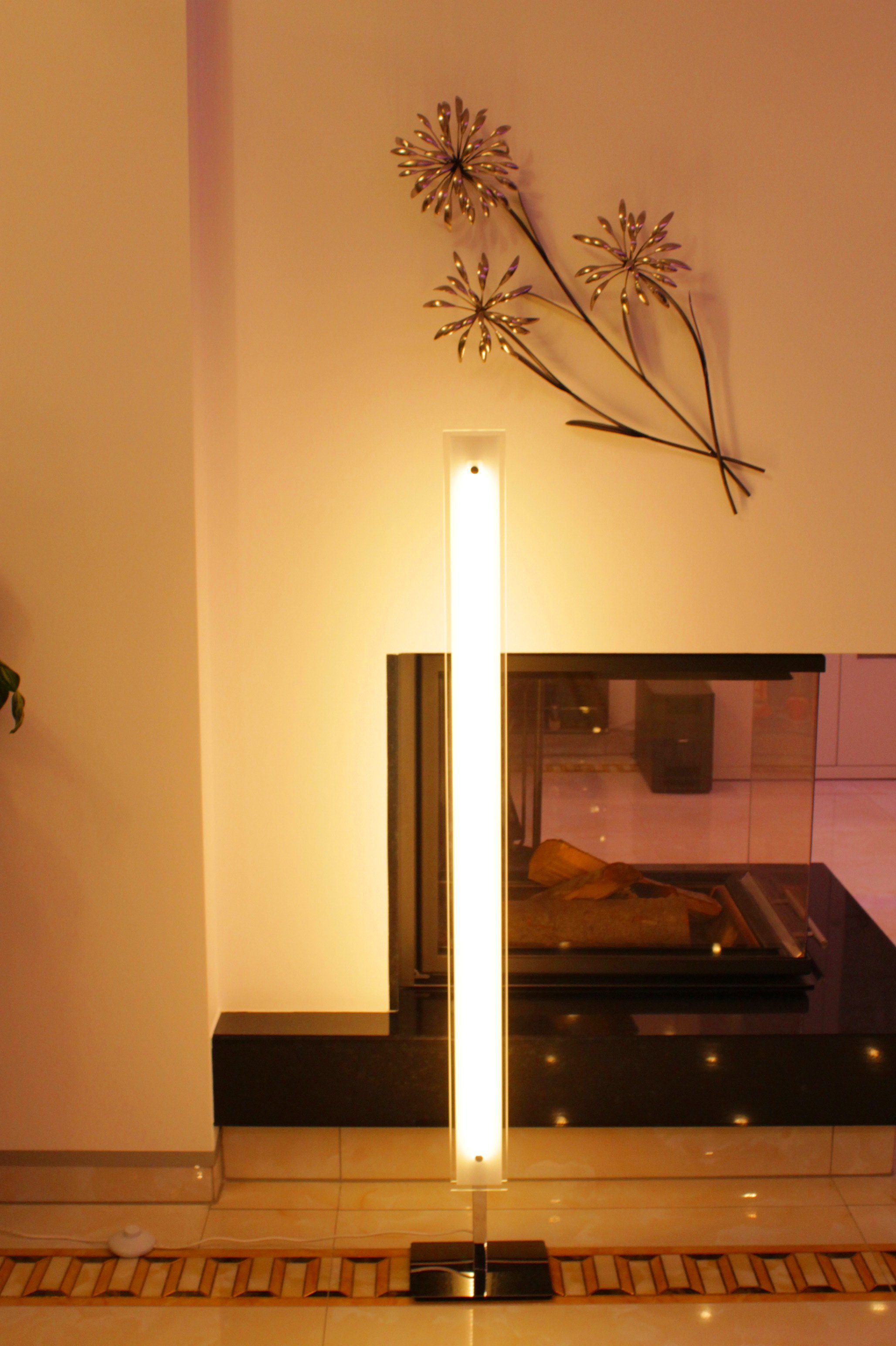 TRANGO LED Stehlampe, 1517 LED Stehlampe 2-flammig mit LED Module Serie *STRAIGHT* I 30 Watt I in 3 Stufen dimmbar I satiniertes Echtglas Lampenschirm I Höhe ca. 1200mm, schlicht, modern & chic Stehleuchte