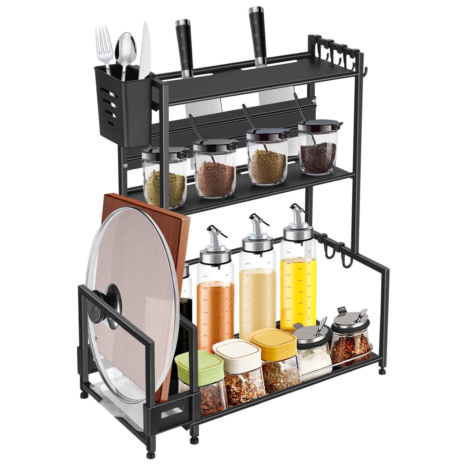 JEOBEST Gewürzregal Küche Gewürzhalter Gewürz Regal mit 3 Ebenen, Küchenreg günstig online kaufen