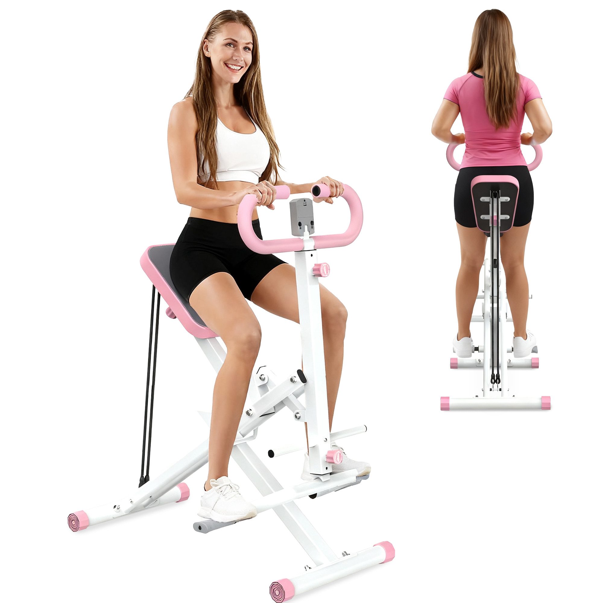 ANYSUN Bauchtrainer Bauchmuskeltrainer-Fitnessgeräte für Zuhause (Kniebeugentrainer, Fitnessbänder), Digital-Monitor, Fitnessbänder & platzsparendes Klappdesign
