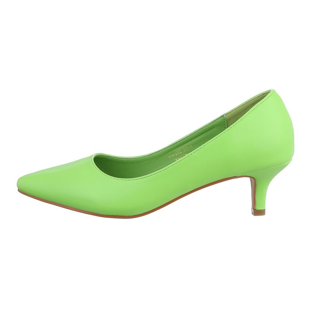 Ital-Design Damen Elegant Pumps Blockabsatz Neongrün Pumps Klassische in