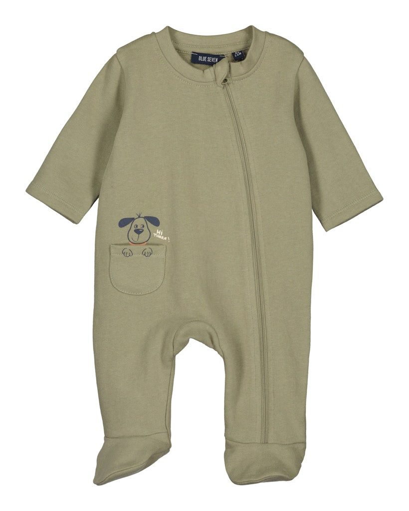 Blue Seven Pyjama Blue Seven Baby Strampler Strampelanzug Schlafanzug Hund oliv grün (1 tlg)