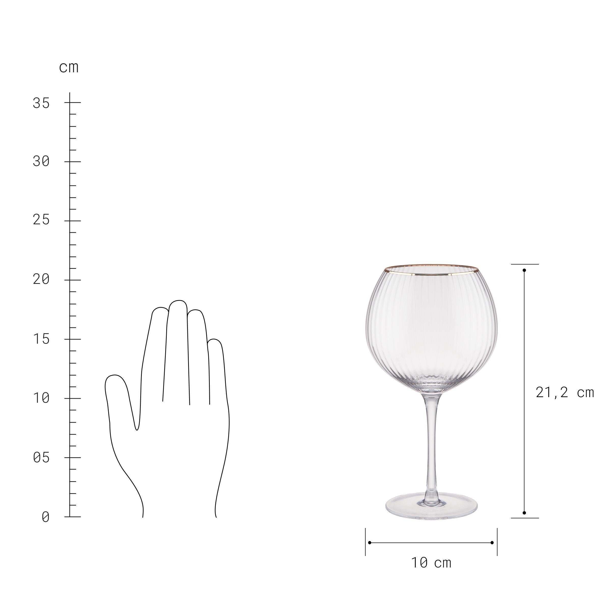 Glas, TWENTIES BUTLERS Glas mundgeblasen, Gin GOLDEN handbemalt Glas 650ml, Goldrand