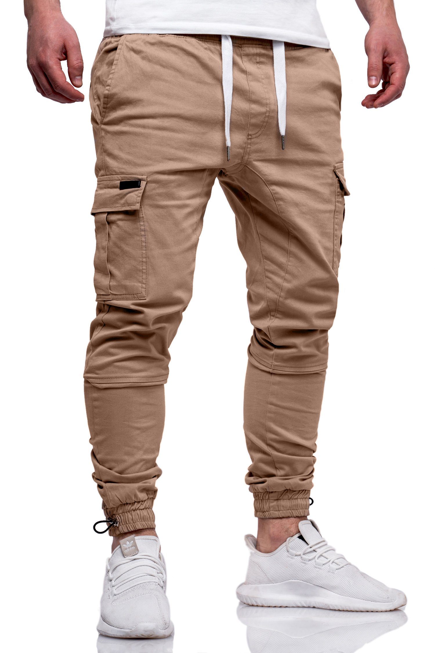 behype Cargohose HAWK mit elastischem Bund beige