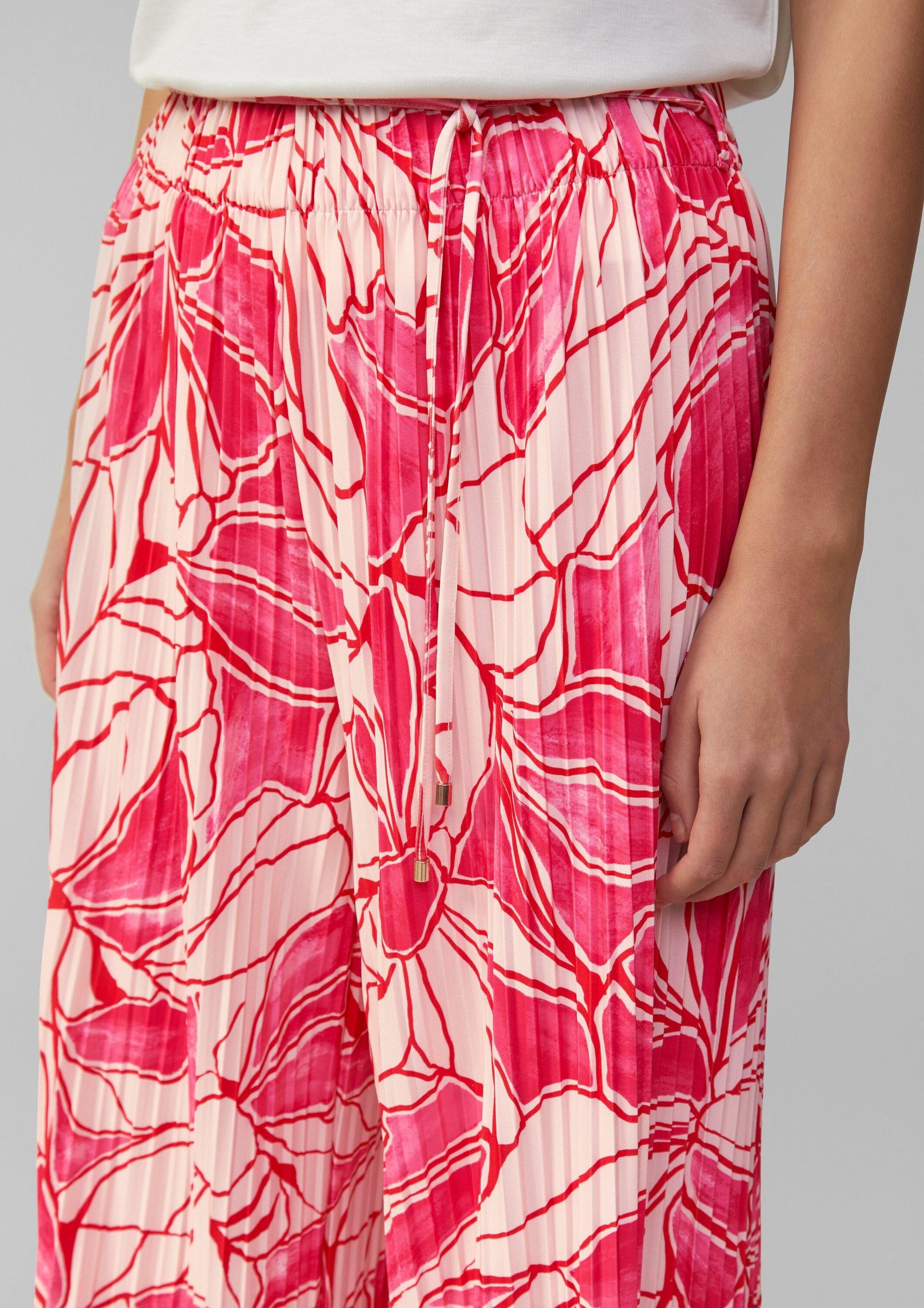 s.Oliver Culotte Hose Plissierte Culotte mit All-over-Print und Elastikbund