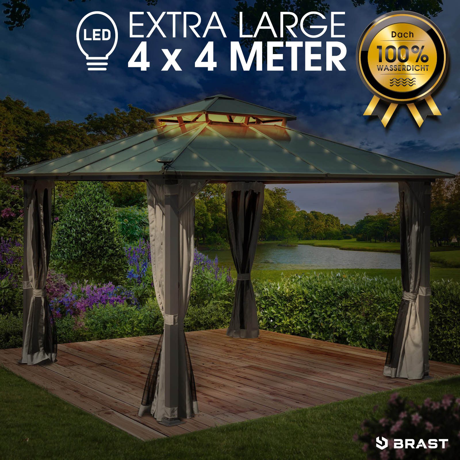 BRAST Pavillon Aluminium Pagode 4x4m inkl. günstig online kaufen