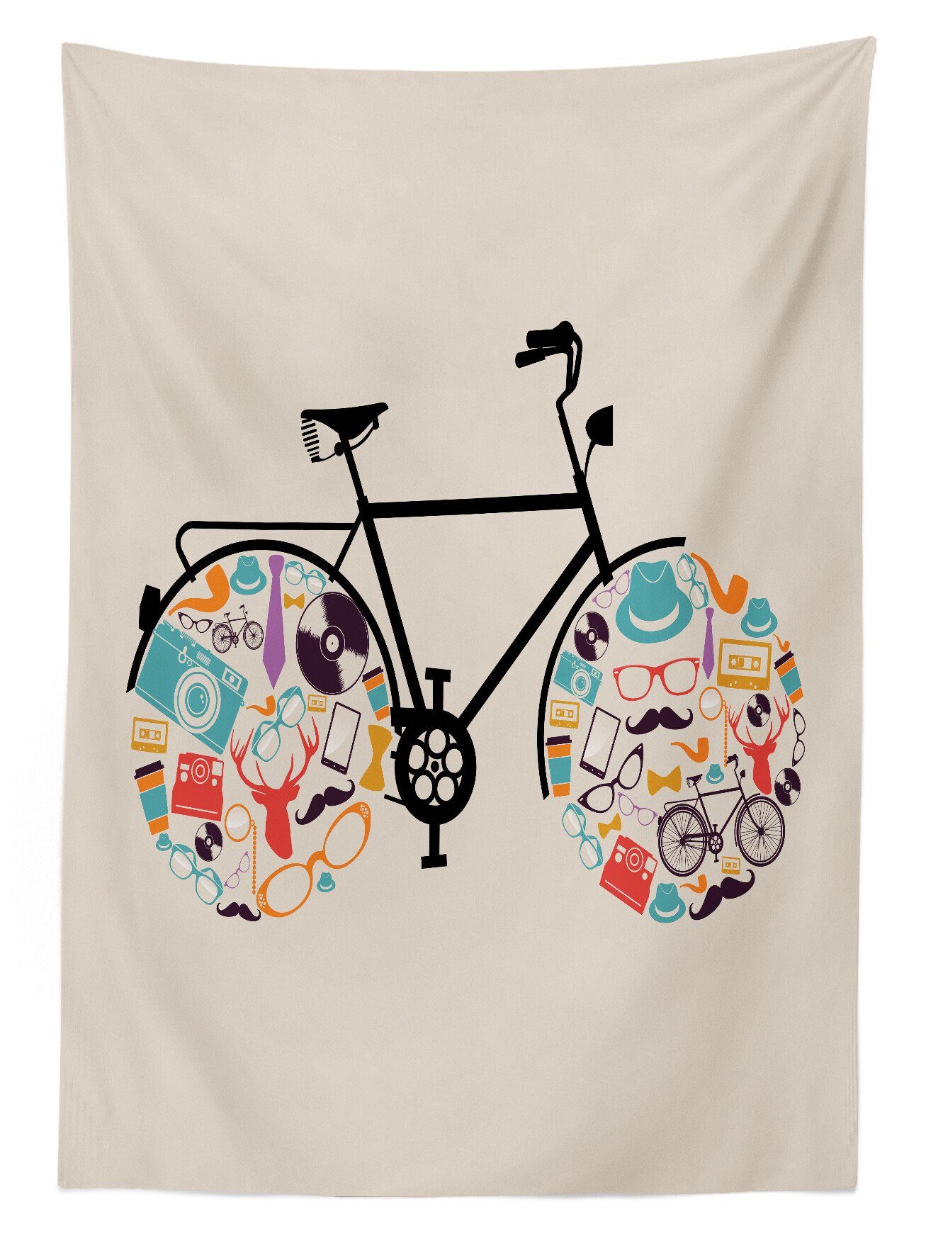 Bike mit Für Hipster geeignet Abakuhaus Farbfest Außen Klare Waschbar Bereich Tischdecke den Farben, Retro