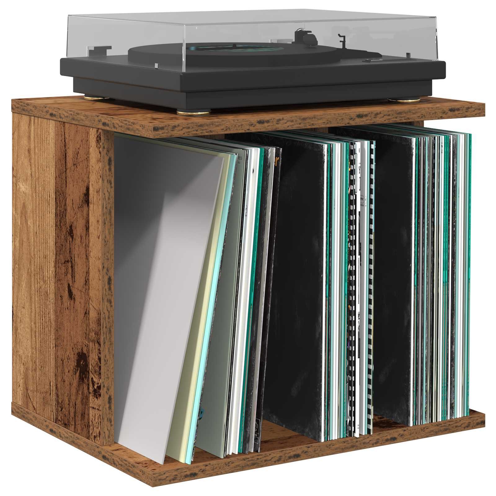 vidaXL Schranksystem Vinyl Plattenaufbewahrung Altholz 42 x 33 x 36 cm Holzwerkstoff (1-St)