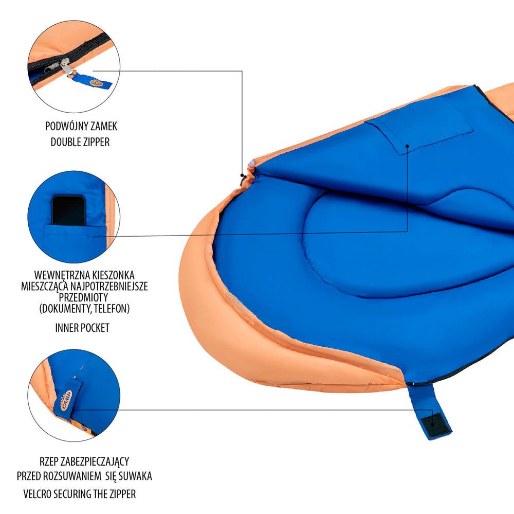 NILS CAMP Schlafsack Deckenschlafsack Kinderschlafsack (Spar-Set, 1 tlg., 150 x 60 cm warm), Deckenfunktion, Klettsicherung, Innentasche, Kapuze