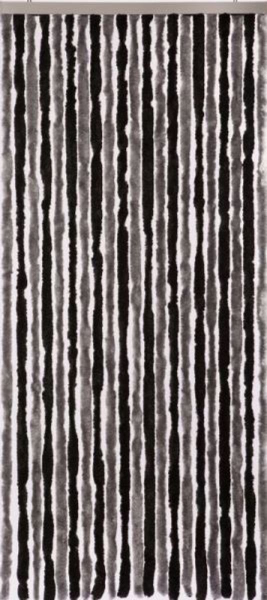 Türvorhang Conacord Decona Flauschvorhang schwarz grau, CONACORD,  Hakenaufhängung, halbtransparent, 90 x 200 cm, Chenille - inkl. Tragetasche