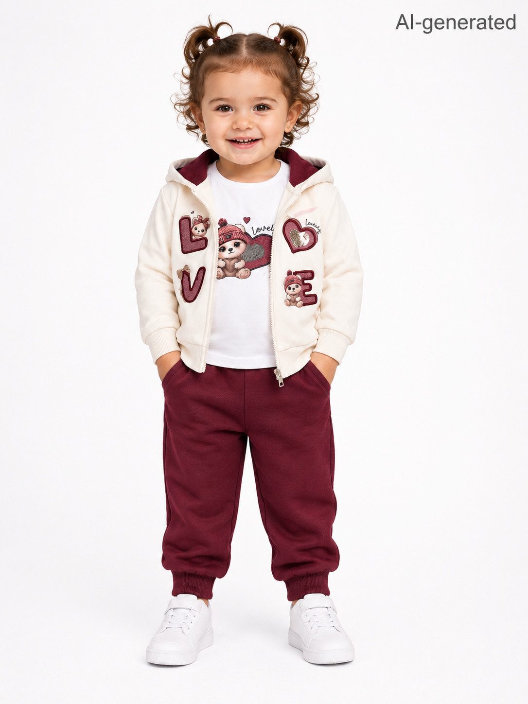 Girls Fashion Shirt, Hose & Jäckchen 3-teiliges Set mit Kapuzenjacke, Langarmshirt & Jogginghose MF5003 (Set, Kapuzenjacke, Langarmshirt & Jogginghose)