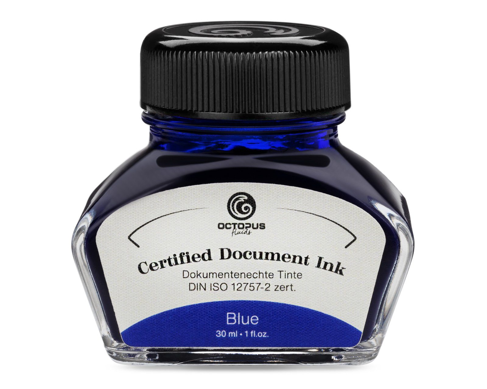 OCTOPUS Fluids Document Ink blue, dokumentenechte Tinte, DIN ISO 12757-2, 30ml Tintenglas (30 ml, 1-tlg., pigmentiert)
